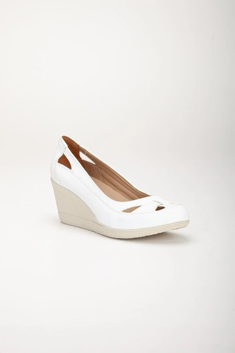 Dilimler Ayakkabı Slices Shoes Wedge Sole Orthopedic White Women's Wedge Heeled Shoes