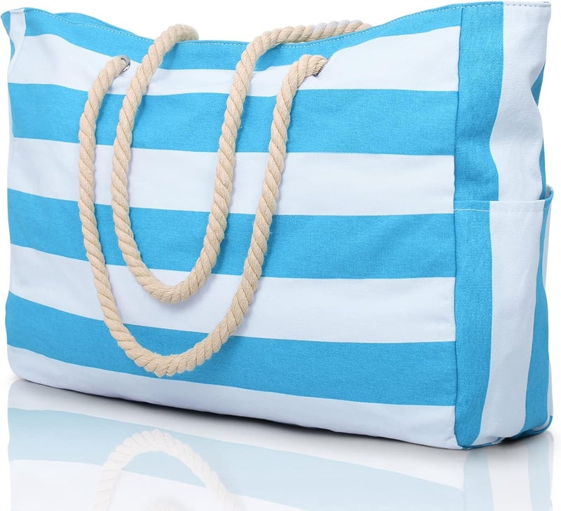 Becokan Beach Bags for Women, Large Waterproof Beach Tote Bag with Zipper Beach Bags Waterproof Sandproof Swim Pool Bag Large Tote - Image 1