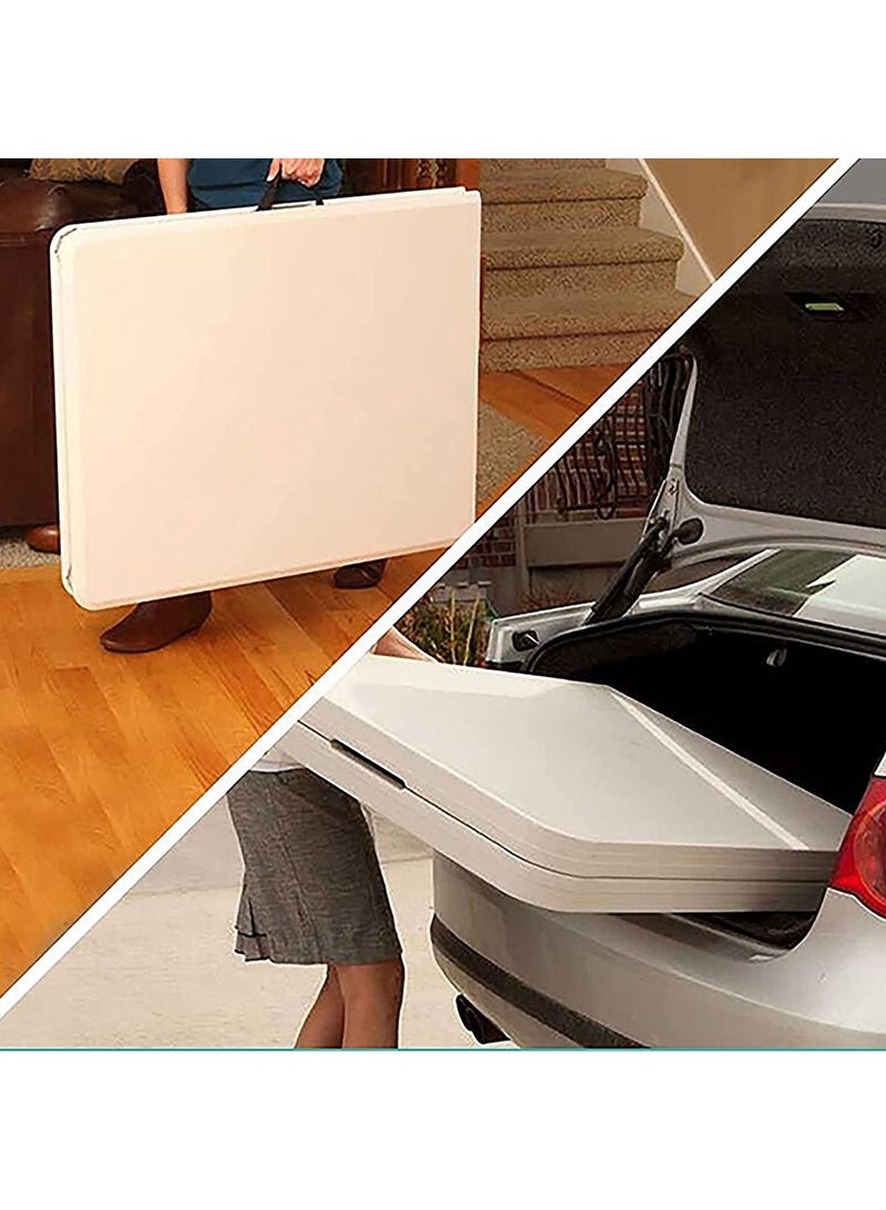 DubaiGallery طاولة قابلة للطي بلاستيكية بطول 6 أقدام - تطوى إلى نصفين مع مقبض حمل مستطيلة - خفيفة الوزن وقابلة للنقل - راتنج أبيض مع إطار فولاذي قوي - Image 3