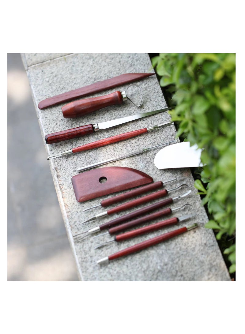 KASTWAVE Clay Pottery Sculpting Tools, 15Pcs Air Dry Polymer Clay Carving Tools Set for Kids Adults, Stainless Steel Wooden Ceramic Clay Sculpting Kit, Soft Molding Sculpey Clay Molds Supplies - Image 3