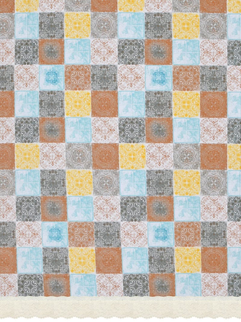 Clasiko غطاء طاولة طعام كلاسيكو 6 مقاعد 60x90 بوصة أو 150x225 سم مضاد للانزلاق متعدد المربعات - Image 5