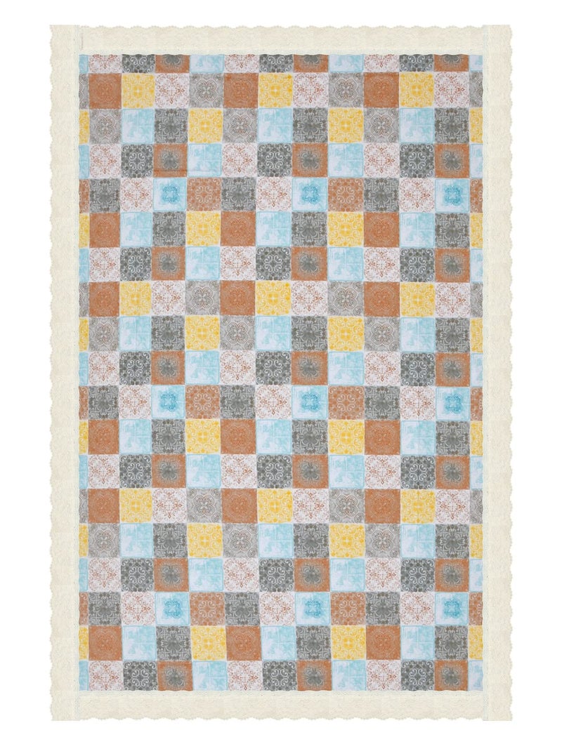 Clasiko غطاء طاولة طعام كلاسيكو 6 مقاعد 60x90 بوصة أو 150x225 سم مضاد للانزلاق متعدد المربعات - Image 4
