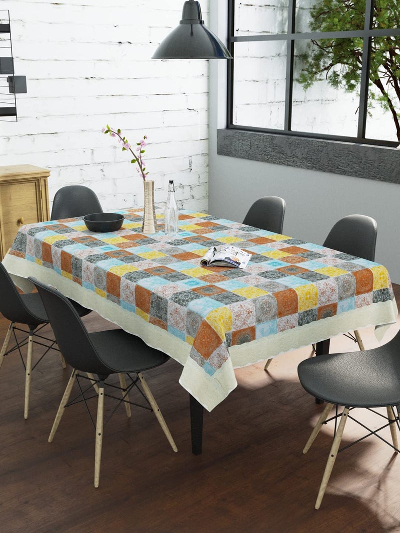 Clasiko غطاء طاولة طعام كلاسيكو 6 مقاعد 60x90 بوصة أو 150x225 سم مضاد للانزلاق متعدد المربعات - Image 1
