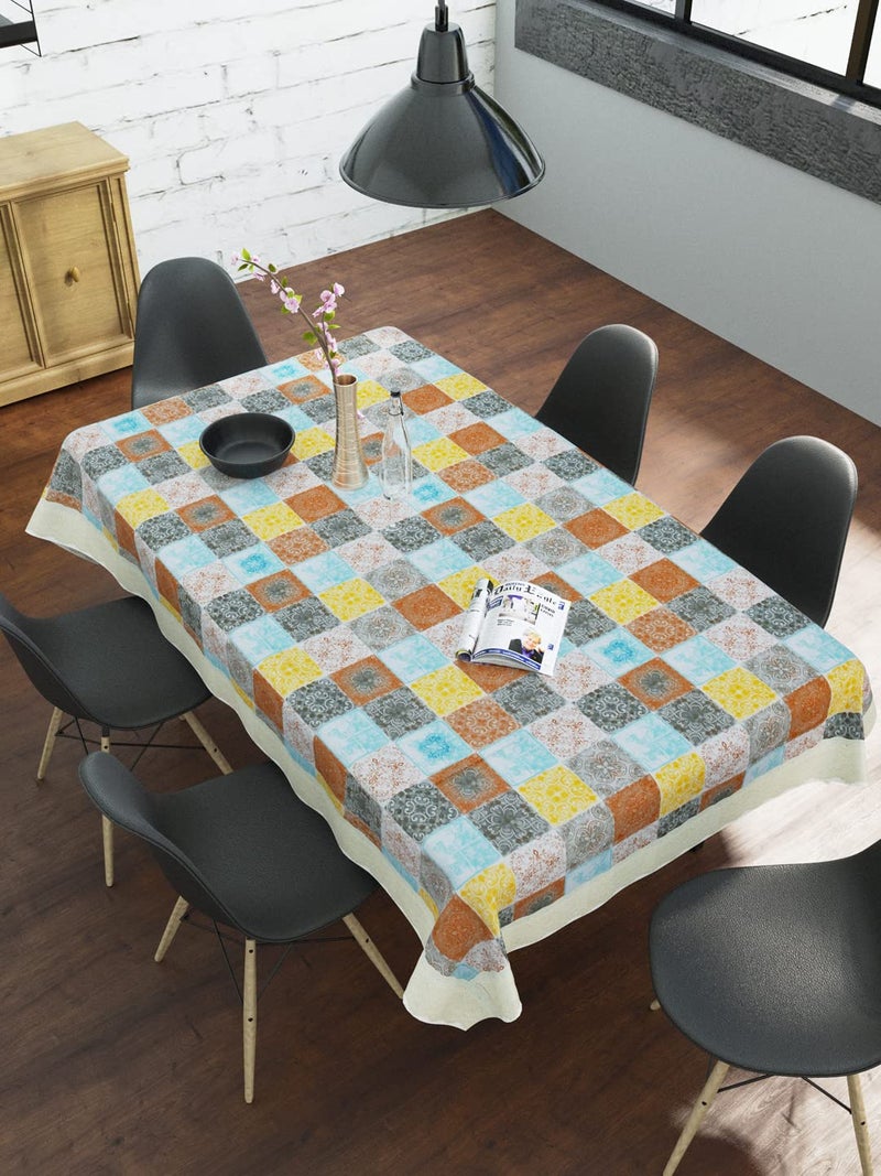 Clasiko غطاء طاولة طعام كلاسيكو 6 مقاعد 60x90 بوصة أو 150x225 سم مضاد للانزلاق متعدد المربعات - Image 3