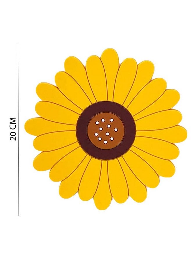 WOODTULA WOODTULA Silicone Trivet Mat - Sunflower Hot Pot Holder Pads - Coasters for Kitchen - Placemat for Hot Dishes - Hot Pads for Table (Set of 4, Big, Yellow)  - Image 2