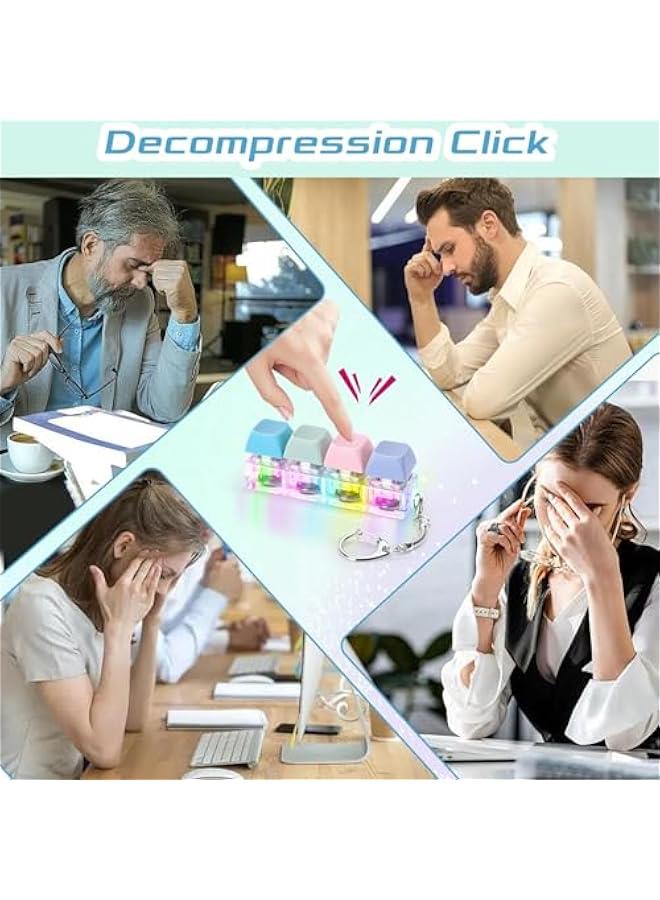 لعبة لوحة المفاتيح فيدجيت للكبار نقرة لوحة المفاتيح فيدجيت مع سلسلة مفاتيح ضوئية LED ، لعبة حسية لتخفيف القلق والإجهاد (ماكرون 2 ، 4 في 1) لون عشوائي - Image 5