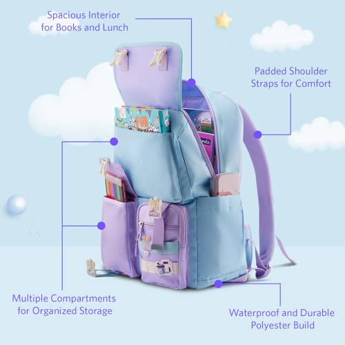 VAYA PRODYGY School Bags for Boys/Girls, 22L Teen Backpack for Class 6 to 10, Waterproof, Spacious, and Stylish, Ideal for Daily Use, Tuition, or Travel, Color - Sky Blue - Image 2