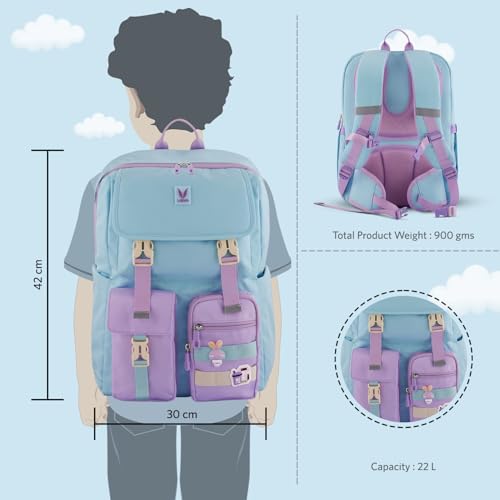 VAYA PRODYGY School Bags for Boys/Girls, 22L Teen Backpack for Class 6 to 10, Waterproof, Spacious, and Stylish, Ideal for Daily Use, Tuition, or Travel, Color - Sky Blue - Image 5
