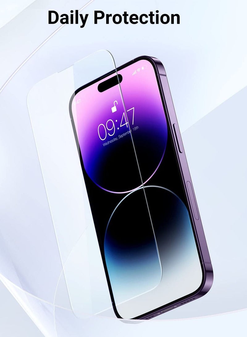 BORTONY Double Tempered Glass Screen Protectors for 14 Pro Max 6.7 Inch Easy Installation Bubble Free HD Clear Scratch Resistant Anti-Fingerprint Full Screen Coverage Comaptible with Apple iPhone 14 Pro Max - Image 5
