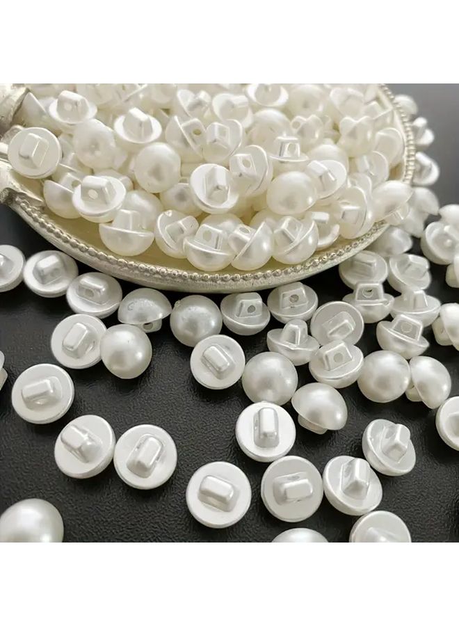 30 قطعة من أزرار اللؤلؤ البلاستيكية البيضاء المستديرة اللامعة للزينة للقمصان والسترات والفساتين - Image 5