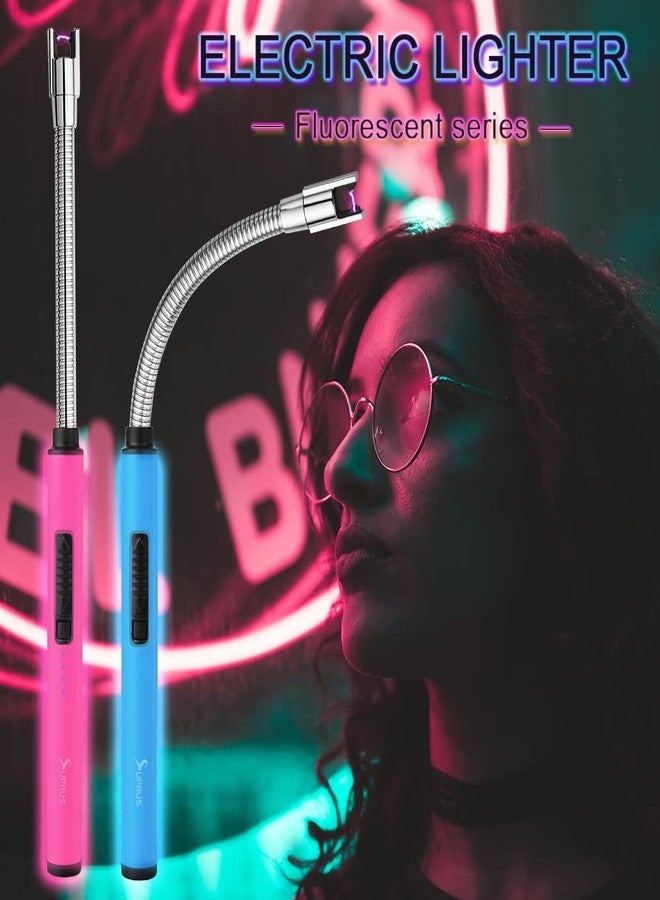 SUPRUS Fluorescent Lighter Glows in The Dark 360°Flexible Neck USB Rechargeable Windproof Triple Safety for Candle Cooking BBQ in Party (Green) - Image 2