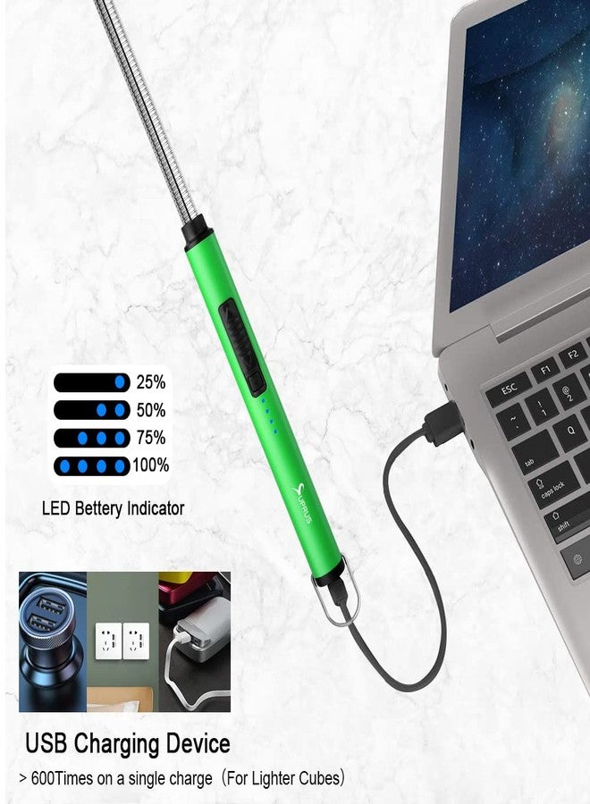 SUPRUS Fluorescent Lighter Glows in The Dark 360°Flexible Neck USB Rechargeable Windproof Triple Safety for Candle Cooking BBQ in Party (Green) - Image 5