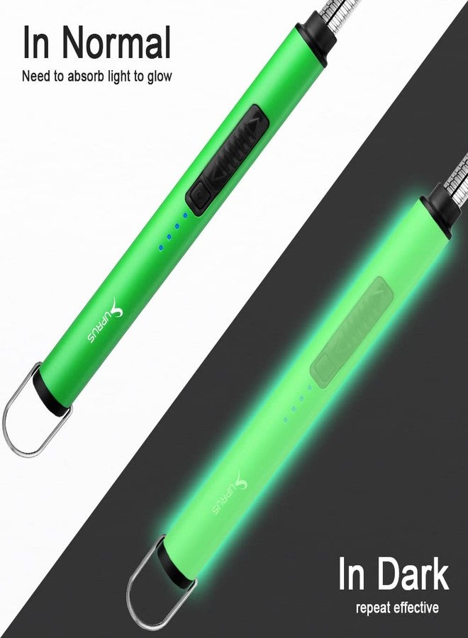 SUPRUS Fluorescent Lighter Glows in The Dark 360°Flexible Neck USB Rechargeable Windproof Triple Safety for Candle Cooking BBQ in Party (Green) - Image 3