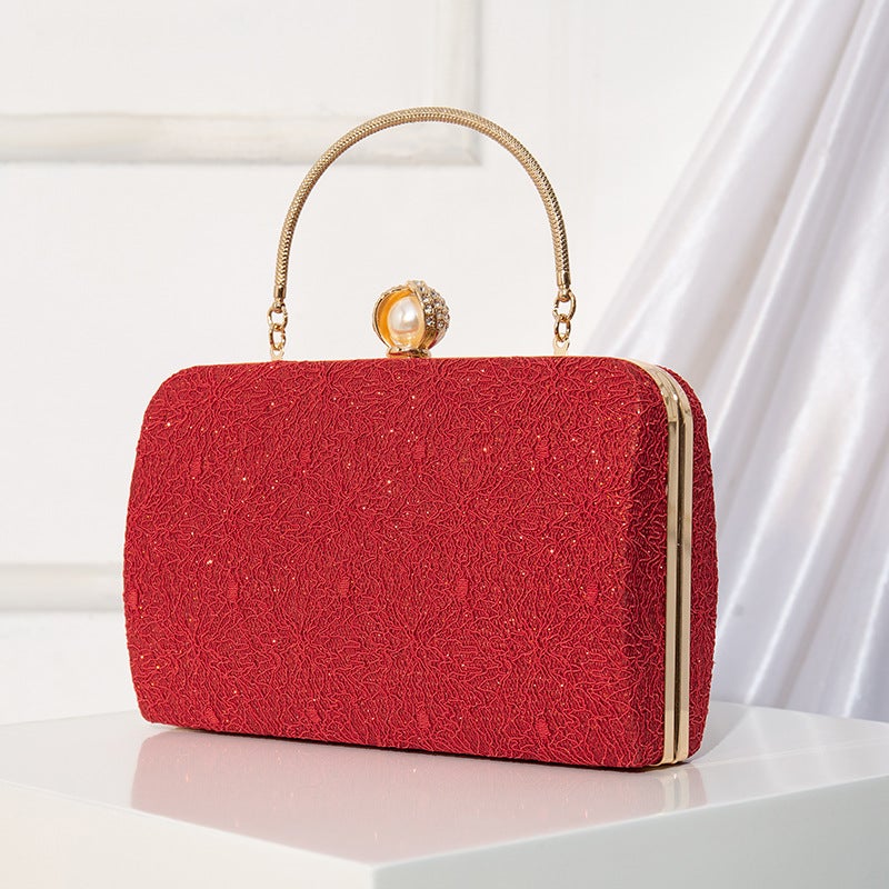 Cheongsam Women'S Bag Wedding Bridal Bag Dress Handbag Chain Bag Lace Decoration Retro Light Luxury - Image 1