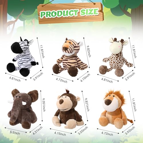 Soulchen 24 Set Safari Jungle Party Favors Include 24 Large 10 Inch Safari Stuffed Animals Toys 24 Adoption Cards 24 Pencils 24 Kraft Bags and 1 Adoption Sign for Jungle Adopt an Animal Party Favors - Image 5