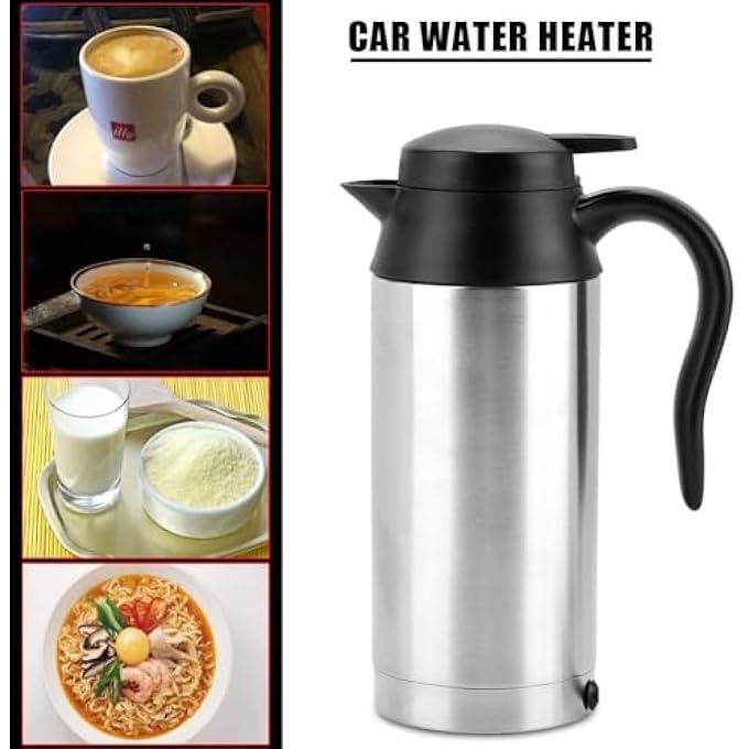 Azonee Travel Car Kettle Portable Stainless Steel Car Electric Kettle 24V Heater Bottle Pot For Hot Water CoffeeTravel Home Use 750Ml - Image 3