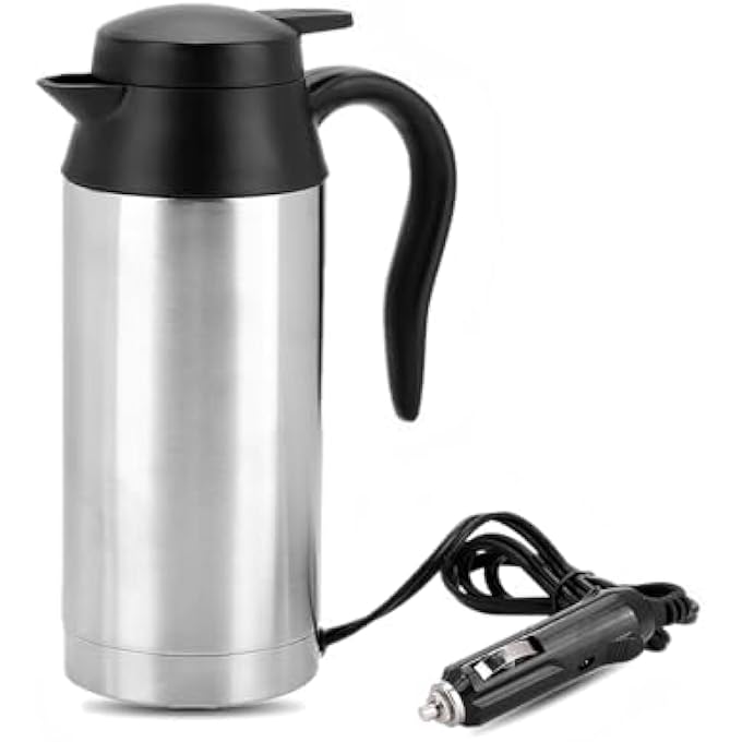 Azonee Travel Car Kettle Portable Stainless Steel Car Electric Kettle 24V Heater Bottle Pot For Hot Water CoffeeTravel Home Use 750Ml - Image 2