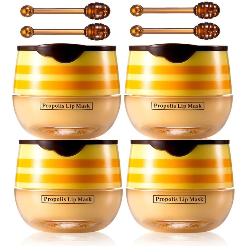 4 Pcs Honey Pot Lip BalmLip Moisturizer Exfoliating Hydrating Honeypot Lip Mask