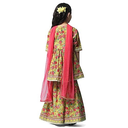 BIBA GIRL PRINTED GATHERED KID(KW5346_LIME GREEN_9) - Image 4