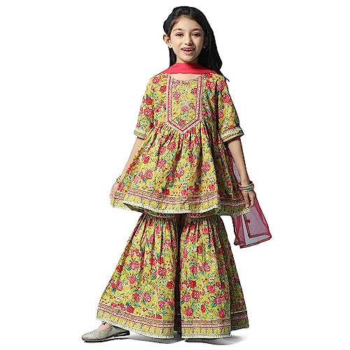 BIBA GIRL PRINTED GATHERED KID(KW5346_LIME GREEN_9) - Image 5