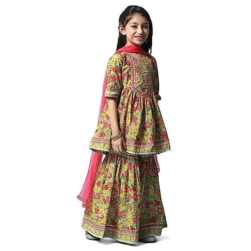 BIBA GIRL PRINTED GATHERED KID(KW5346_LIME GREEN_9) - Image 2