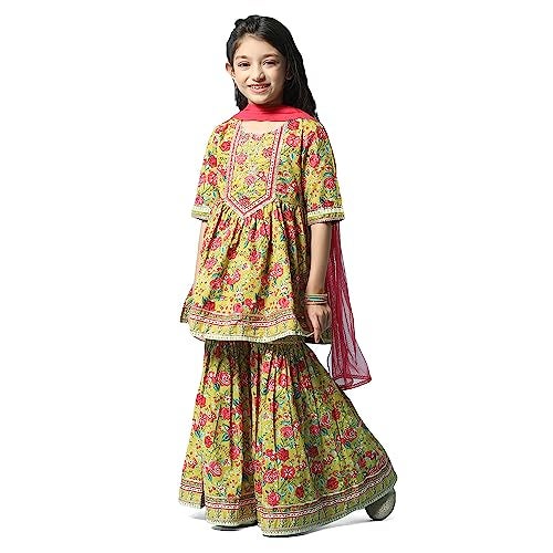 BIBA GIRL PRINTED GATHERED KID(KW5346_LIME GREEN_9) - Image 3