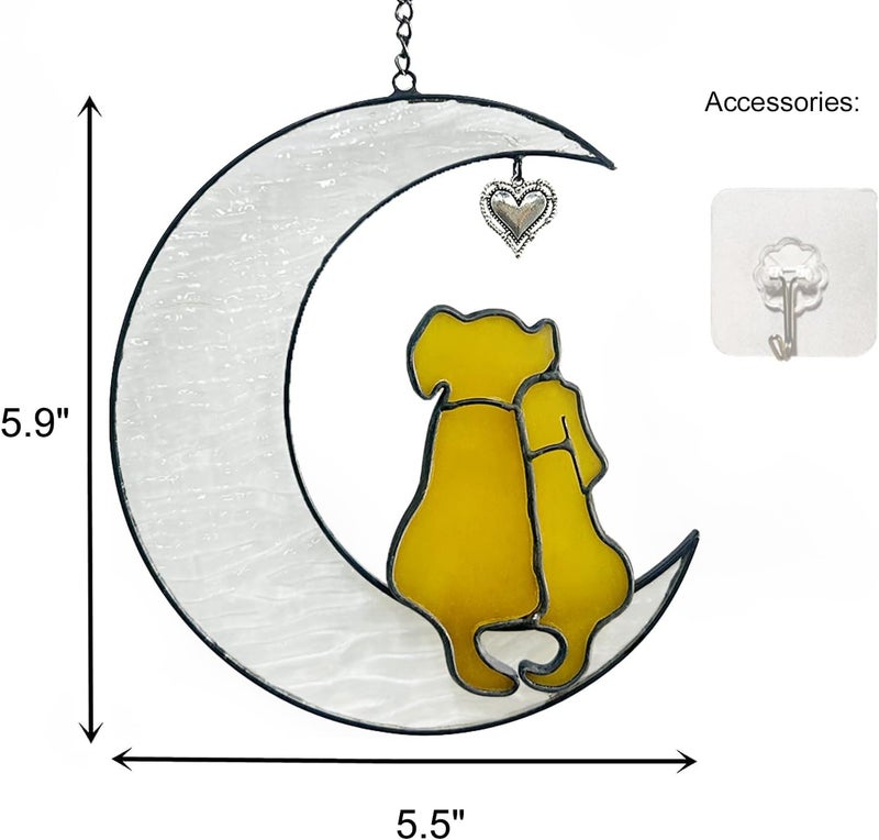 YT3 Studio Double Dog Memorial Gifts for Loss of Dog Sympathy Gift, Crystal Glass Dog Suncatcher, Pet Memorial Gifts, Pet Sympathy Gifts for Dogs Stained Glass Window Hanging Ornament in Memory of Dog - Image 2