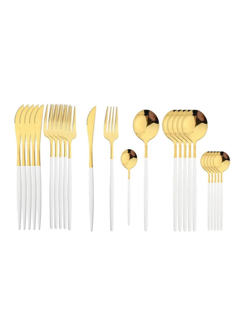 Generic 24 Piece Spoon Fork Knife Set Cutlery Set Spoon Fork Knife (White)  - Image 2
