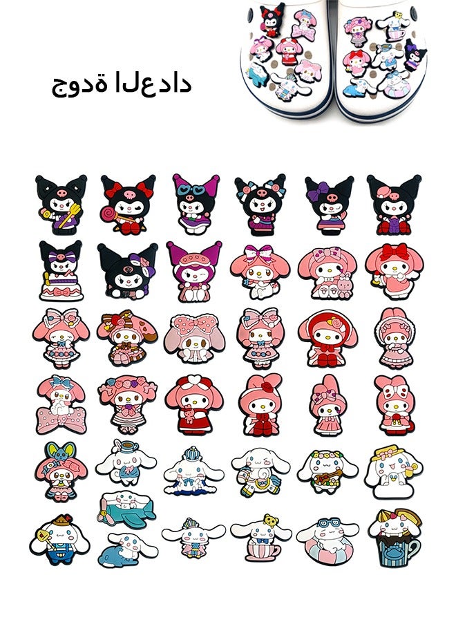 Beyond 37 Pcs Shoe Decoration Charms, PVC Cartoon Crocs Accessories Shoe Charms, Hole Shoe Buckle Party (Colorful) - Image 1