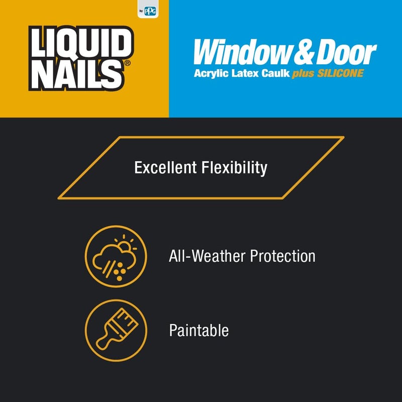 Liquid Nails Super Caulk 10.1 oz. White Interior and Exterior Window and Door Caulk - Image 1