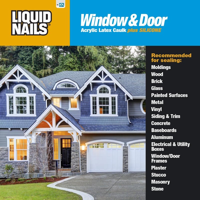 Liquid Nails Super Caulk 10.1 oz. White Interior and Exterior Window and Door Caulk - Image 4