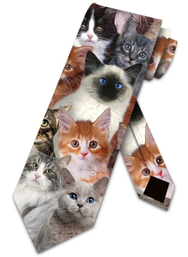 Three Rooker Cat Ties Mens Kitty Kat Meow Kitten Necktie - Image 1