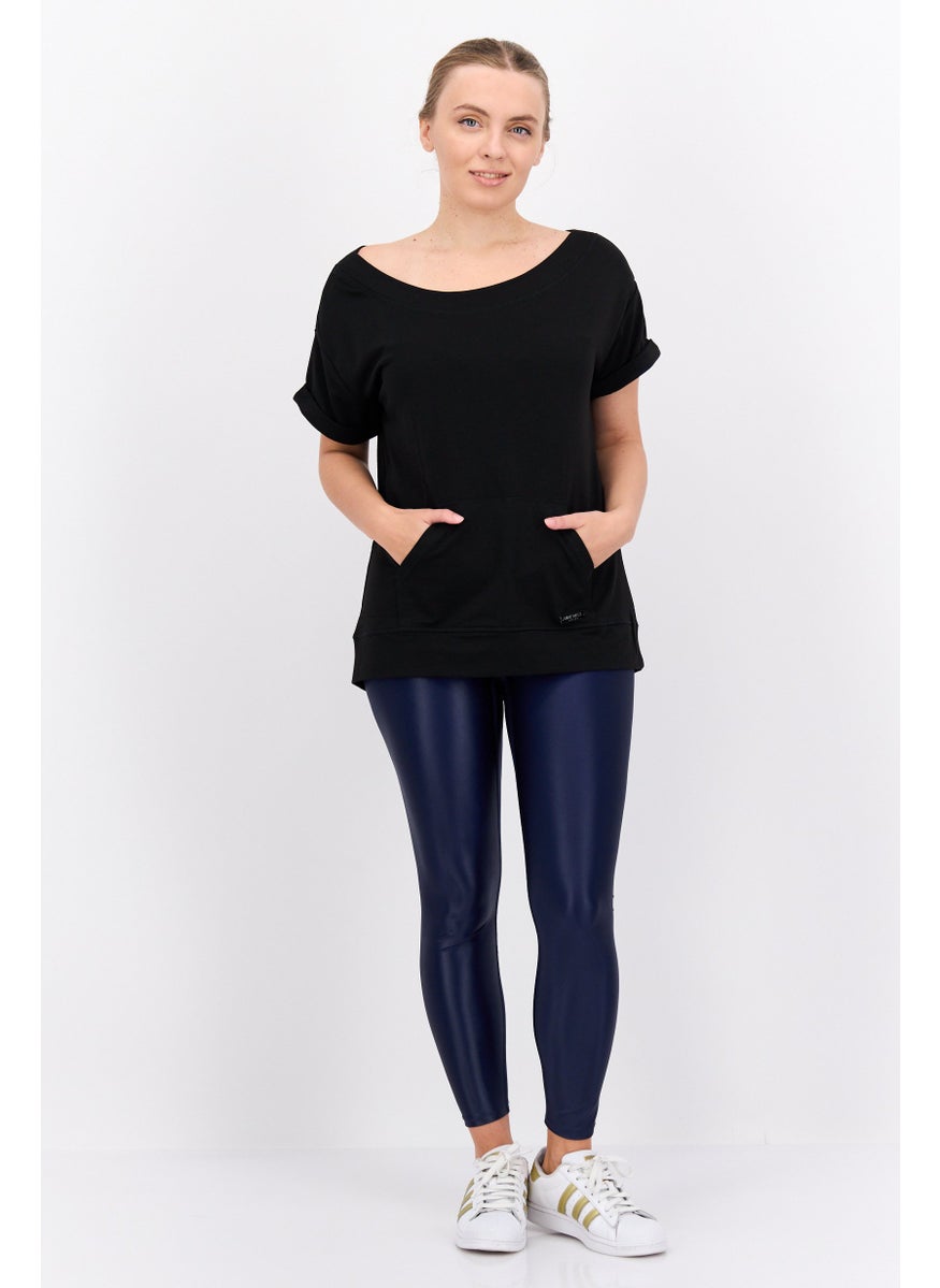 NINE WEST Women Sportswear Fit Short Sleeve Training T-Shirts, Black  - Image 4