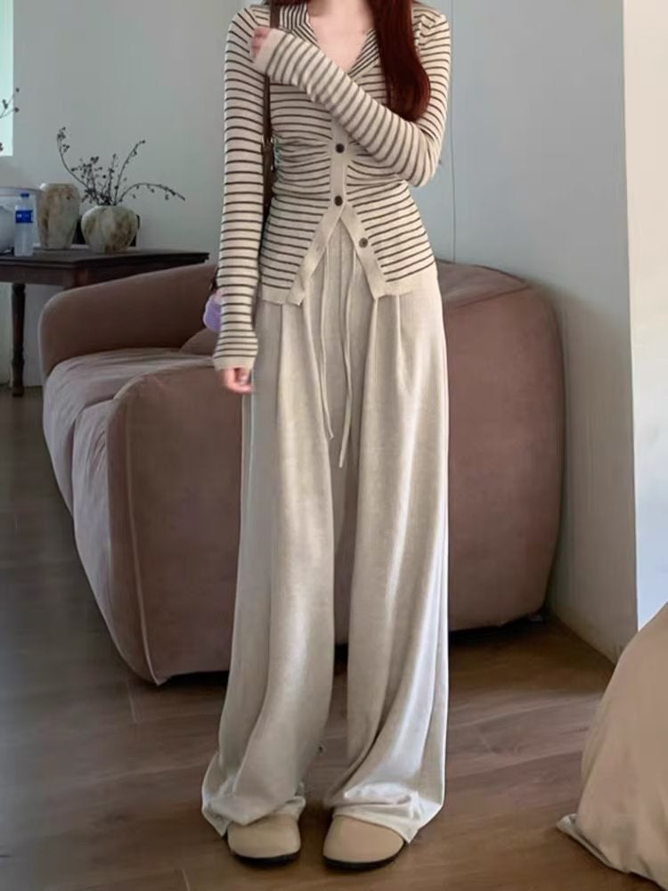 Autumn 2023 Fashion Casual Pants Women'S Early Loose Trousers Versatile Fashion Brand Sports Straight Drape Wide Leg Long Pants - Image 1