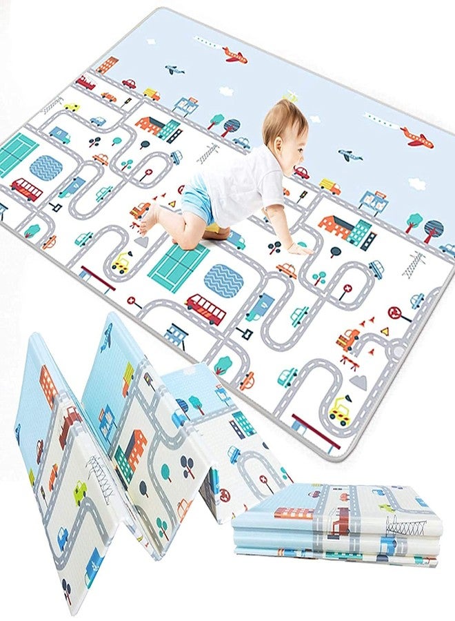 RGKJAS Waterproof Extra Large Size Double Side Big Soft Baby Play Crawl Floor Mat for Picnic, School Use Non-Toxic Folding Foam (Multi Color; 6 X6.5 ft, 200x180cm, 8mm Thickness-1 pcs). - Image 1