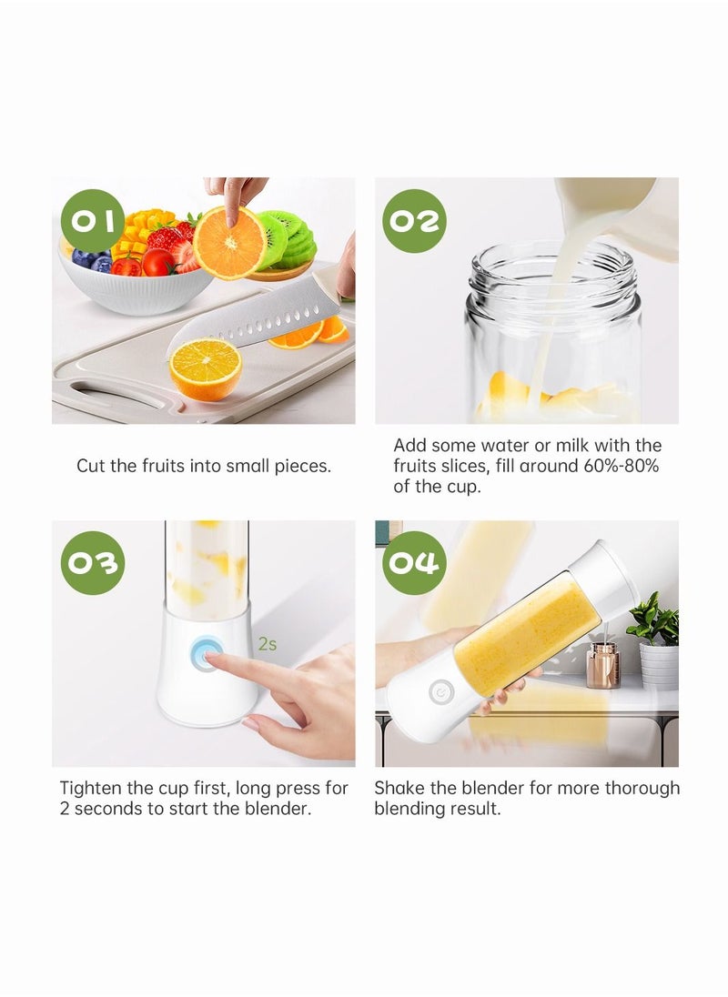 AMINAC - Portable Blender 480ml, 6-point Blade Mini Blender, USB Rechargeable Personal Blender for Shakes, Smoothies, Fresh Juice, Baby Food, Vegetables - Image 1