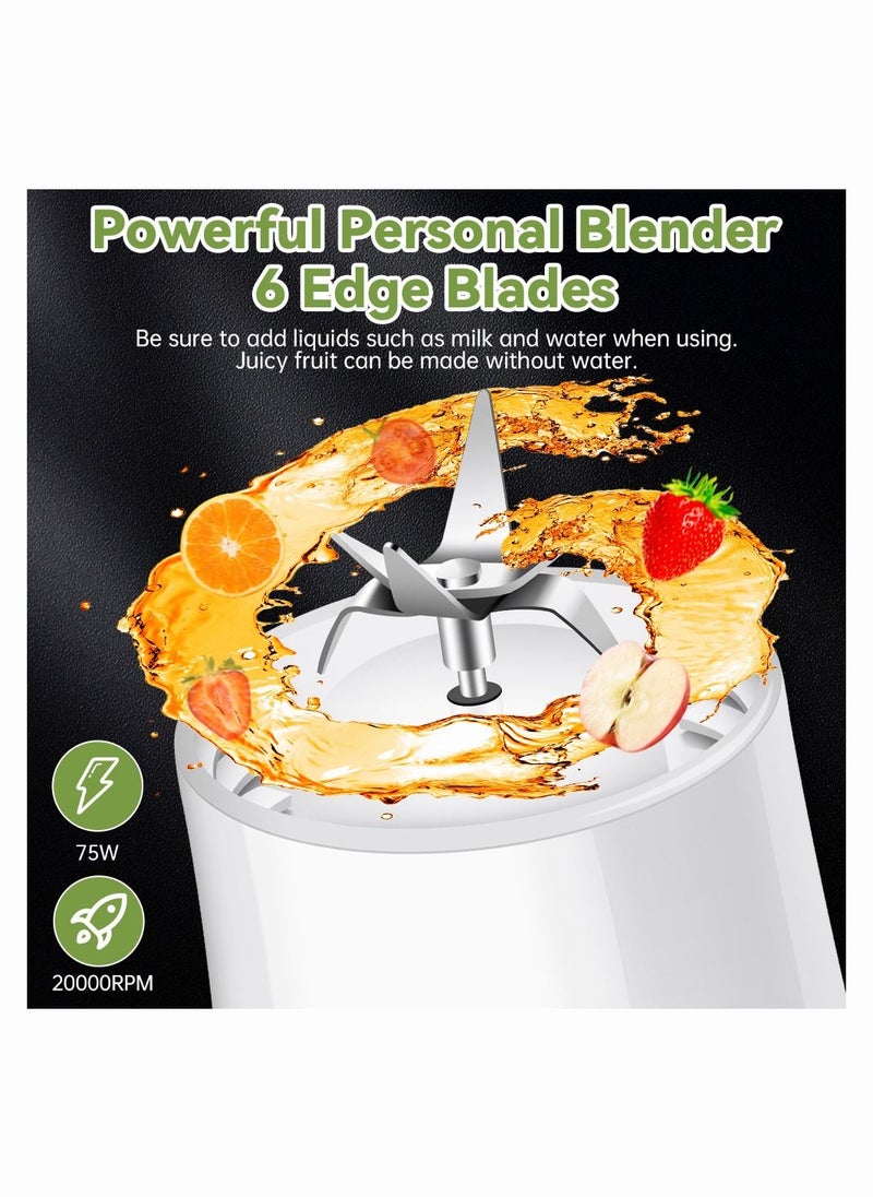 AMINAC - Portable Blender 480ml, 6-point Blade Mini Blender, USB Rechargeable Personal Blender for Shakes, Smoothies, Fresh Juice, Baby Food, Vegetables - Image 1