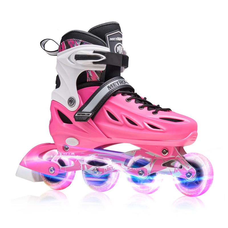 METROLLER Inline Skates for Girls and Boys, Women, Men 4 Sizes Adjustable Inline Skates with Light Up Wheels, Illuminating Beginner Skates for Kids & Adult Youth. - Image 1