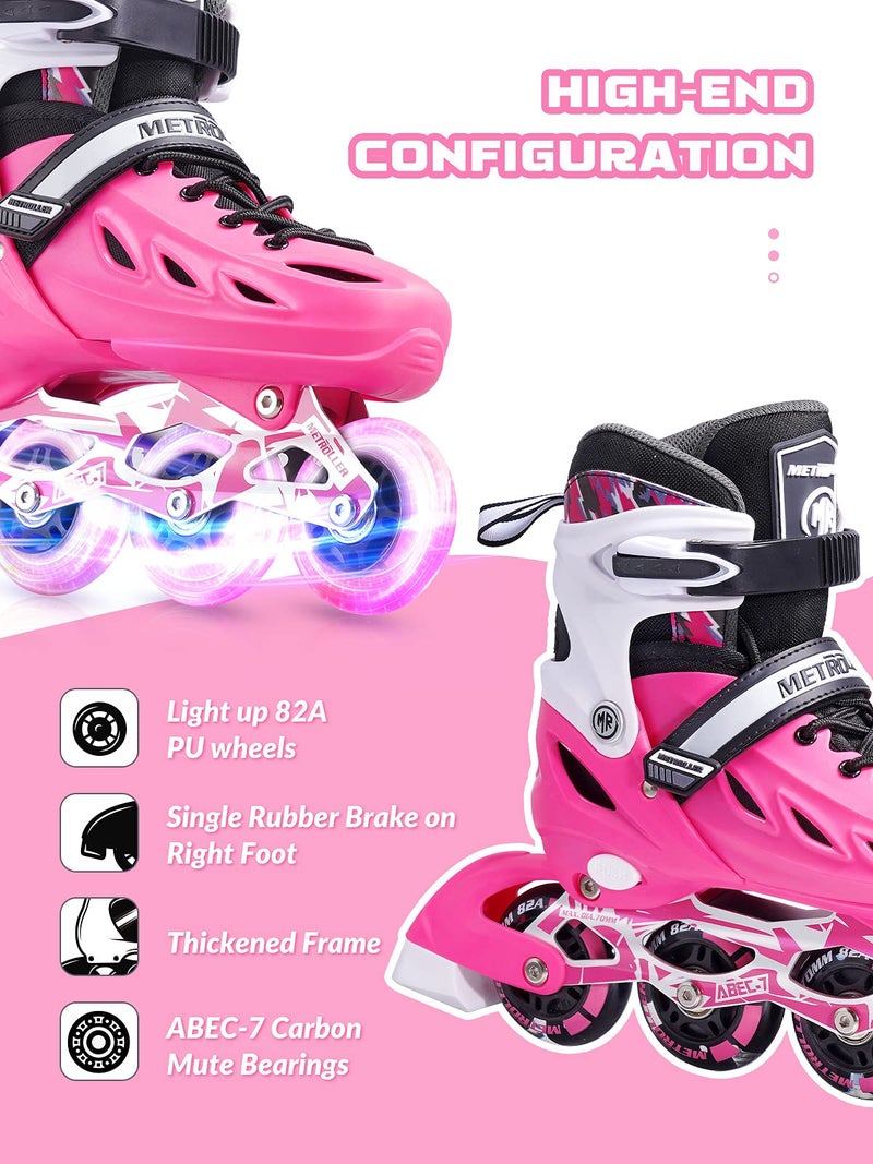 METROLLER Inline Skates for Girls and Boys, Women, Men 4 Sizes Adjustable Inline Skates with Light Up Wheels, Illuminating Beginner Skates for Kids & Adult Youth. - Image 5