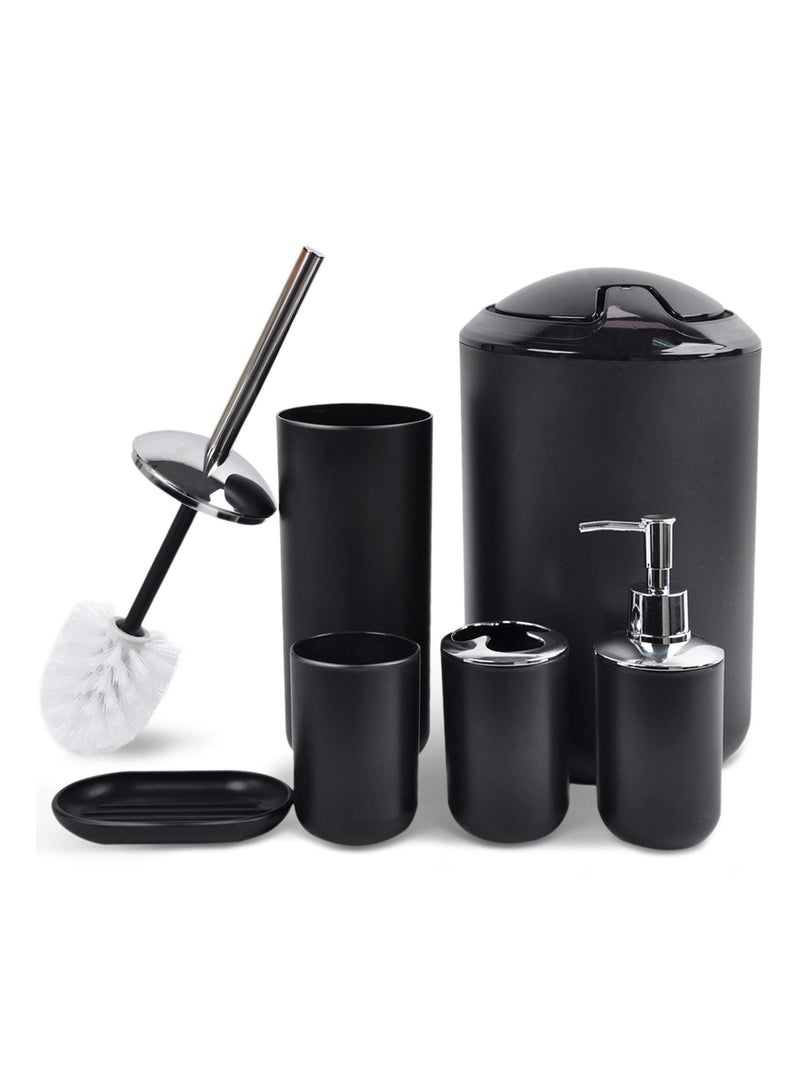 SYOSI Bathroom Accessories Set 6 Piece Bath Ensemble Includes Soap Dispenser, Toothbrush Holder, Toothbrush Cup, Soap Dish for Decorative Countertop and Housewarming Gift, Black  - Image 1