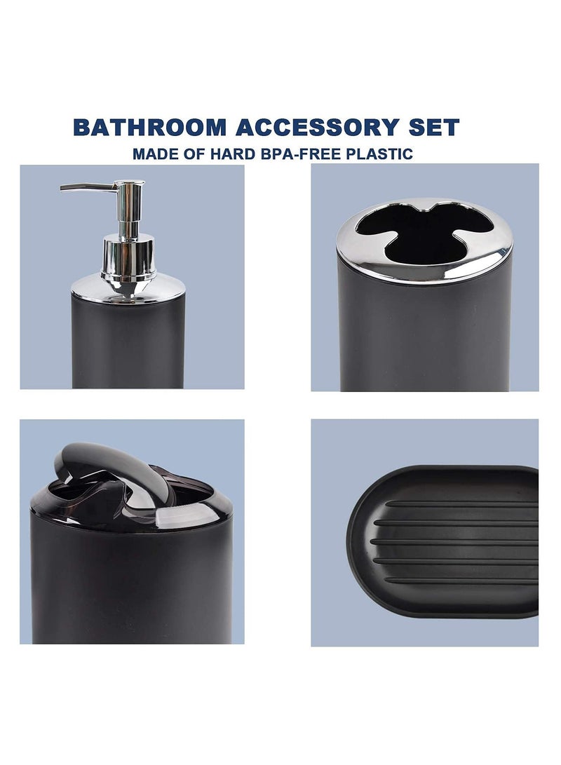SYOSI Bathroom Accessories Set 6 Piece Bath Ensemble Includes Soap Dispenser, Toothbrush Holder, Toothbrush Cup, Soap Dish for Decorative Countertop and Housewarming Gift, Black  - Image 3