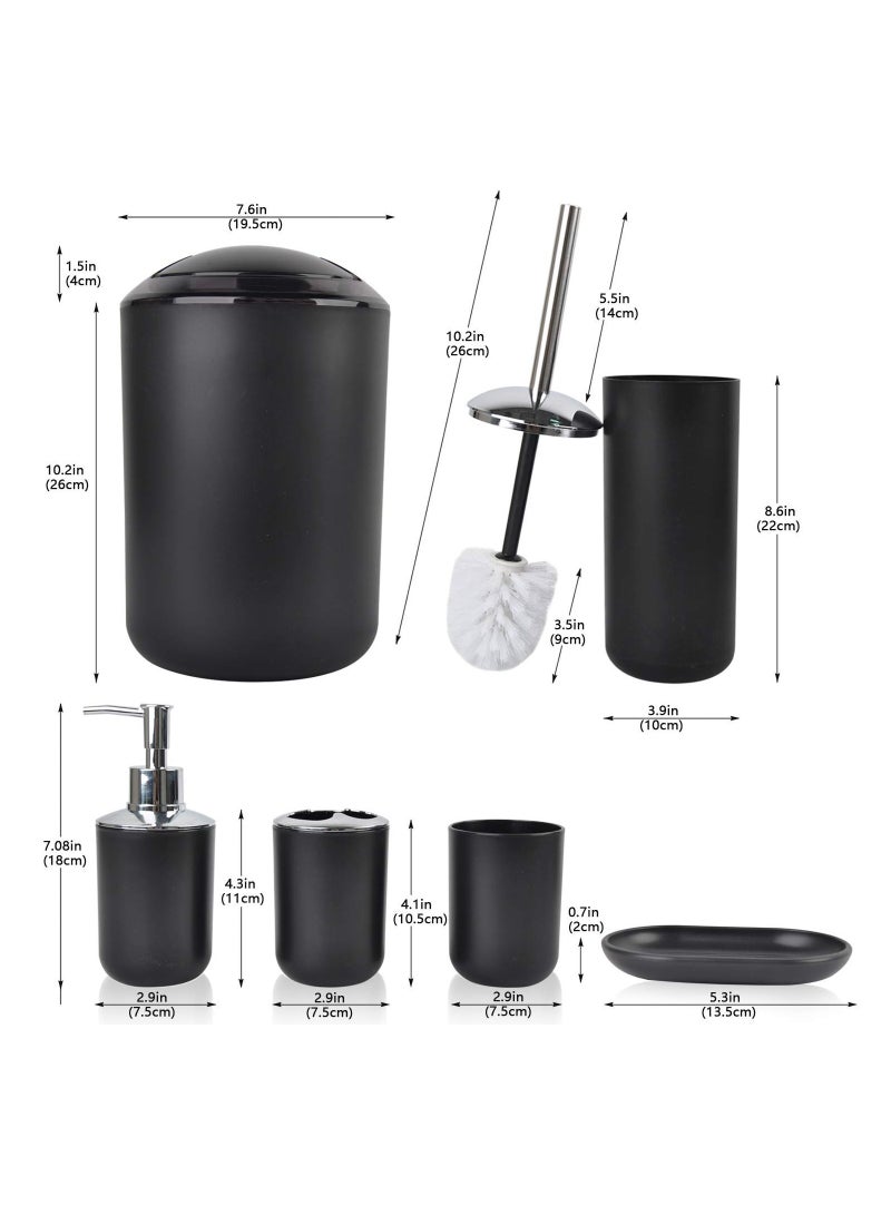 SYOSI Bathroom Accessories Set 6 Piece Bath Ensemble Includes Soap Dispenser, Toothbrush Holder, Toothbrush Cup, Soap Dish for Decorative Countertop and Housewarming Gift, Black  - Image 2