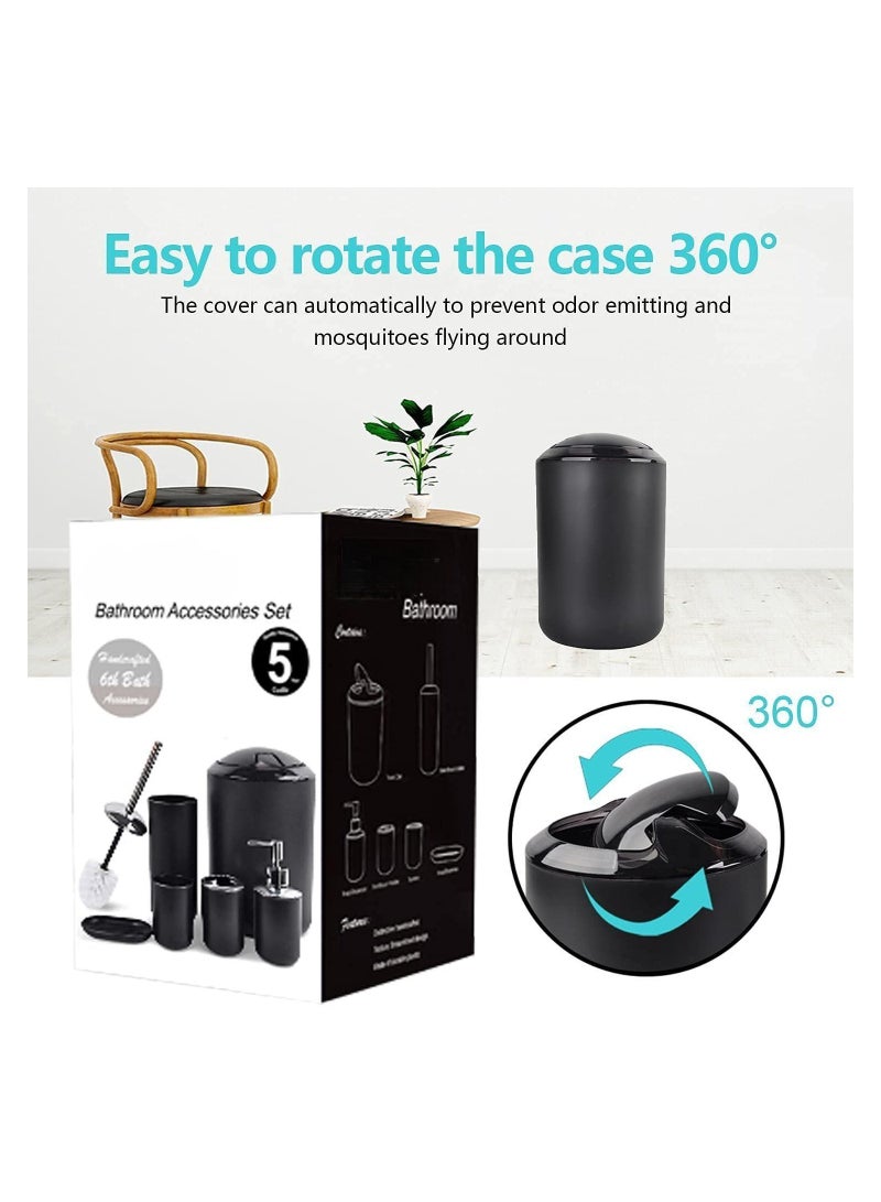 SYOSI Bathroom Accessories Set 6 Piece Bath Ensemble Includes Soap Dispenser, Toothbrush Holder, Toothbrush Cup, Soap Dish for Decorative Countertop and Housewarming Gift, Black  - Image 4