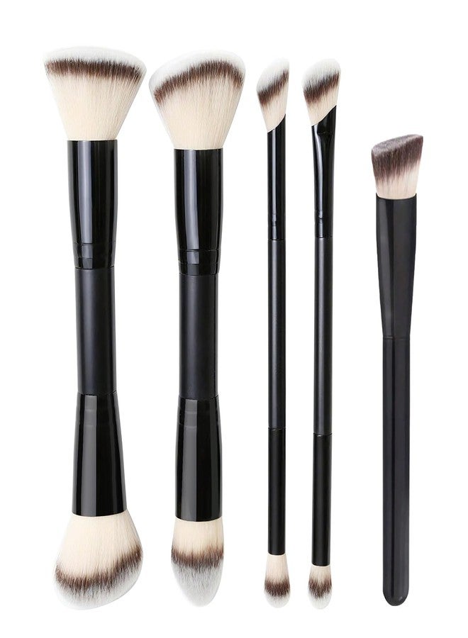 COSHINE 5pcs Dual-head Makeup Brush Set, Double Ended Brushes Professional Powder Foundation Eyeshadow Blending Eyebrow Travel Make Up Brushes Kits - Image 1