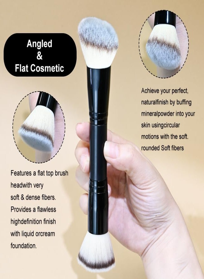 COSHINE 5pcs Dual-head Makeup Brush Set, Double Ended Brushes Professional Powder Foundation Eyeshadow Blending Eyebrow Travel Make Up Brushes Kits - Image 3
