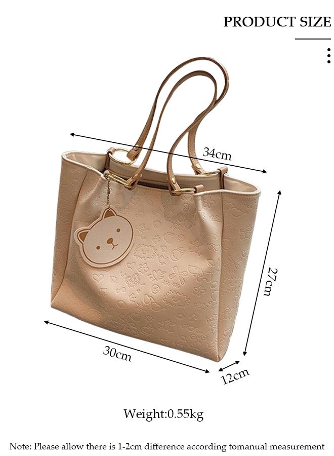 DUNISO Women's Shoulder Tote Bag Faux Leather Handbag For Women Large Capacity Bucket Bag Fashionable Travel Messenger Shoulder Bag for Ladies Girls College Students - Image 3