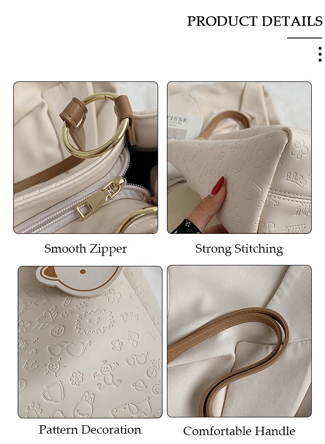 DUNISO Women's Shoulder Tote Bag Faux Leather Handbag For Women Large Capacity Bucket Bag Fashionable Travel Messenger Shoulder Bag for Ladies Girls College Students - Image 2