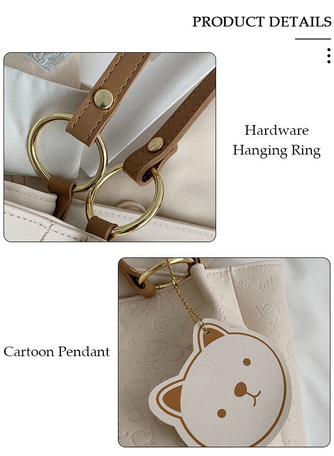 DUNISO Women's Shoulder Tote Bag Faux Leather Handbag For Women Large Capacity Bucket Bag Fashionable Travel Messenger Shoulder Bag for Ladies Girls College Students - Image 4