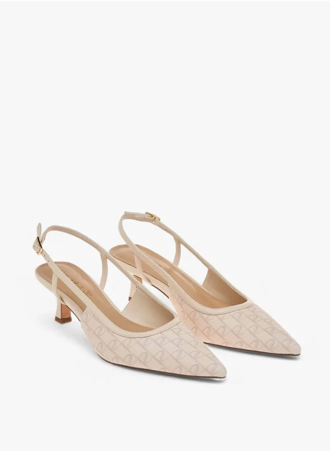 بابريكا Women's Slingback Shoes with Kitten Heels and Buckle Closure