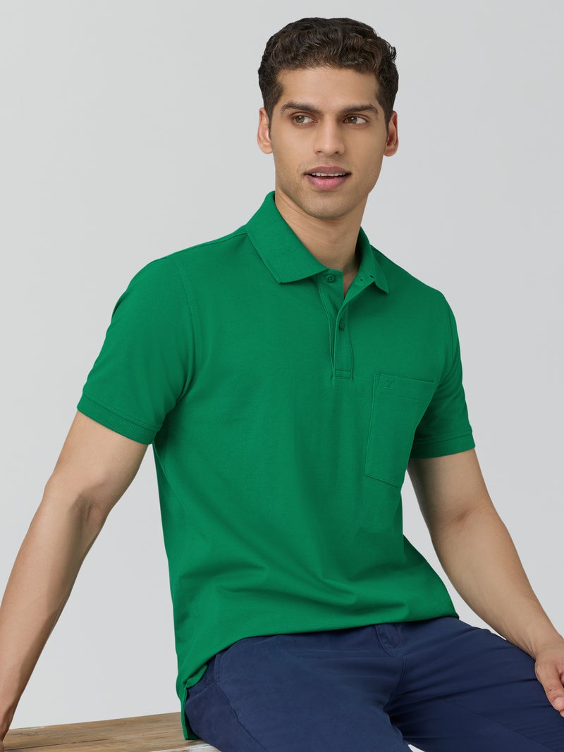 XYXX Men's'S Cotton Solid Halfsleeve Polo Tshirt Sea Green - Image 2